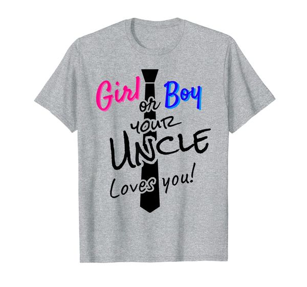

mens gender reveal tshirt girl or boy uncle loves you tie, White;black