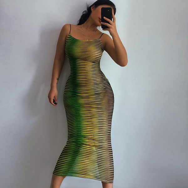 

casual dresses 2021 summer vacation spaghetti strap dress streetwear slim hip long party zebra striped print club vestidos, Black;gray