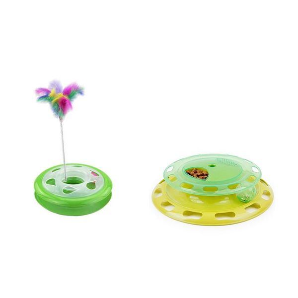 

pcs cat toy: 1 feather toys funny plush & rotating play plate spherical toy