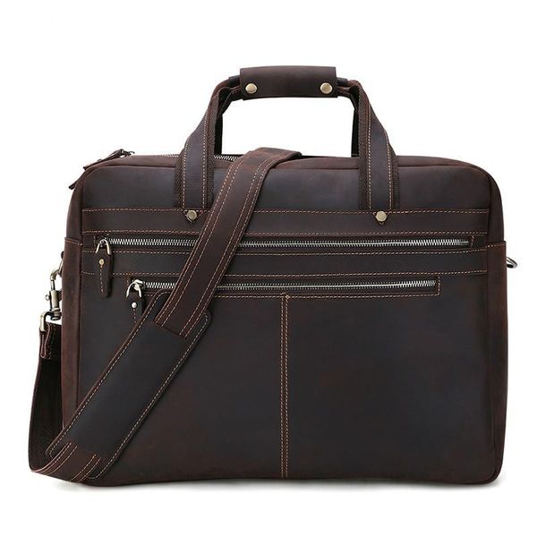 

business briefcases bag men's handbag vintage crazy horse leather lapbriefcase single shoulder messenger
