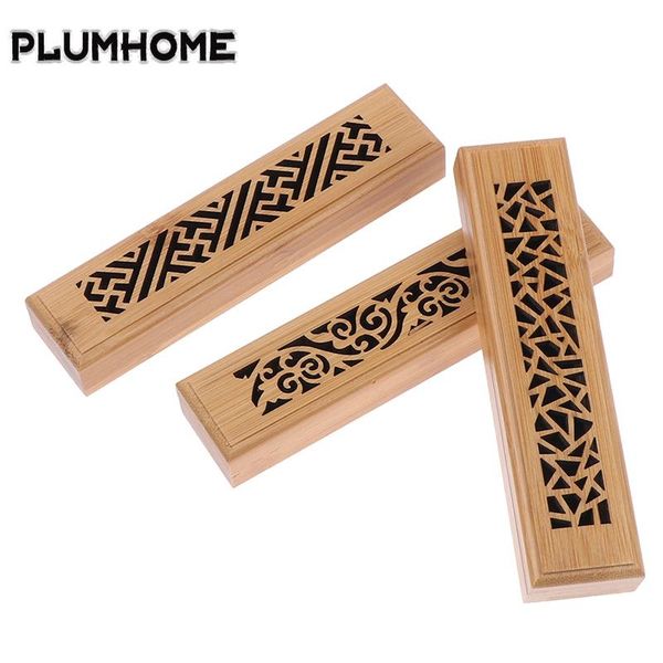 

1pcs bamboo wood incense stick holder burning insence box burner ash catcher random style fragrance lamps