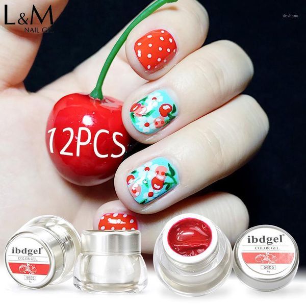 

pcs painting gel nail art drawing colorful diy paint polish manicure varnishes uv1, Red;pink
