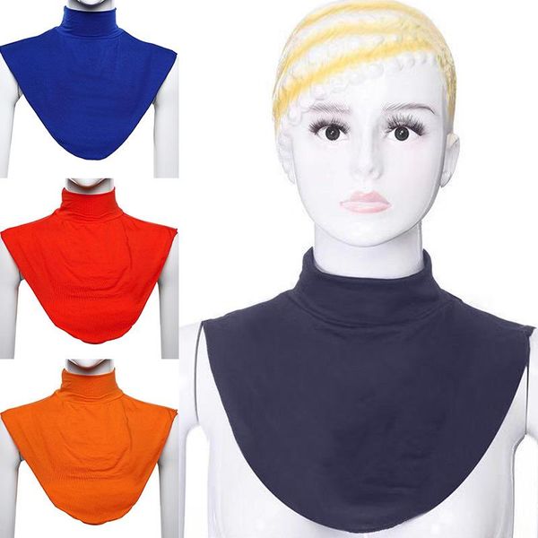 

scarves islamic solid color knitted fake collar muslim men women hijab turbans for modal scarf bib chiffon, Blue;gray