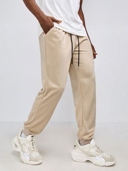 

men slant pocket drawstring waist sweatpants i0gm#, Black