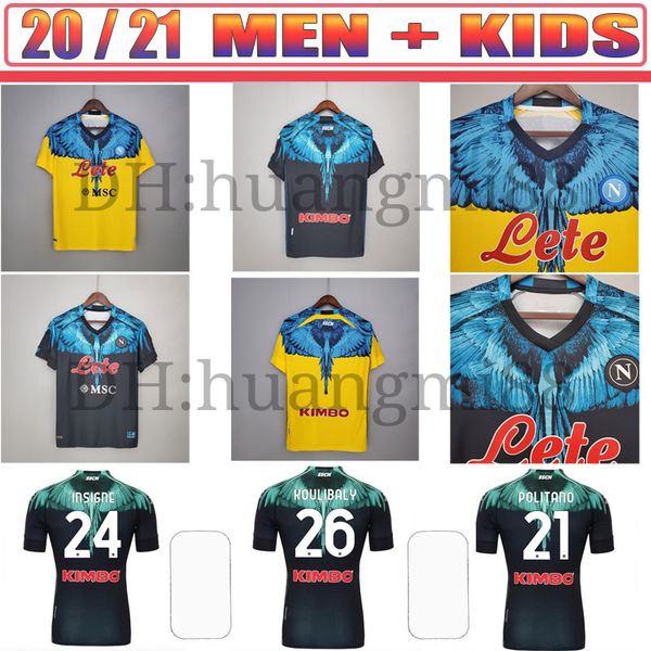 

20 21 napoli soccer jersey 2021 naples football shirt koulibaly lozano camiseta de fÃºtbol insigne maradona maillot foot mertens camisa, Black;yellow
