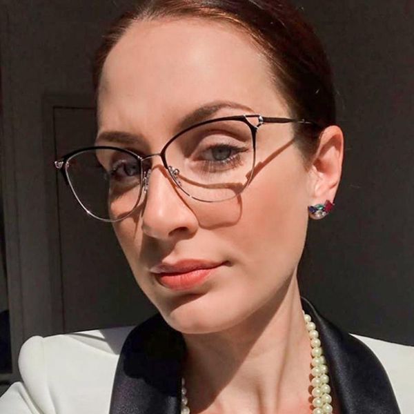 

sunglasses 80179 anti-blue light spring feet metal glasses frame for men women optical fashion computer eyeglasses, White;black