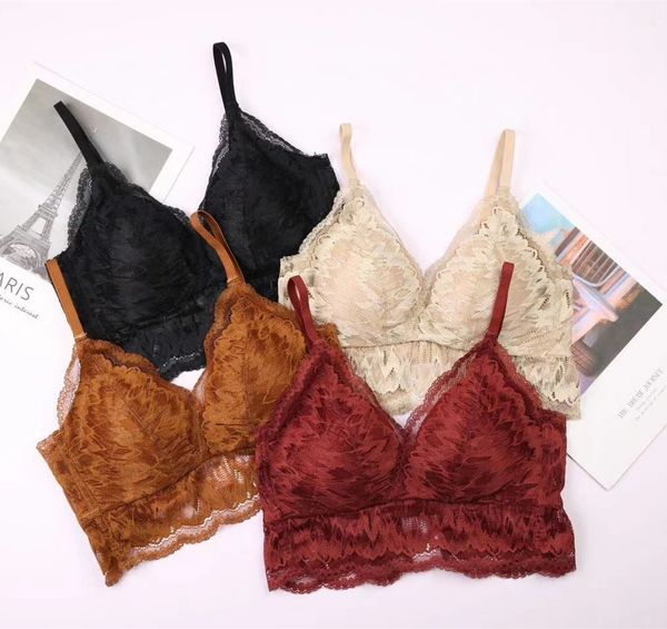 

bra set autumn and winter gathered comfortable medium thick traceless lace underwear women's no steel suit, Red;black