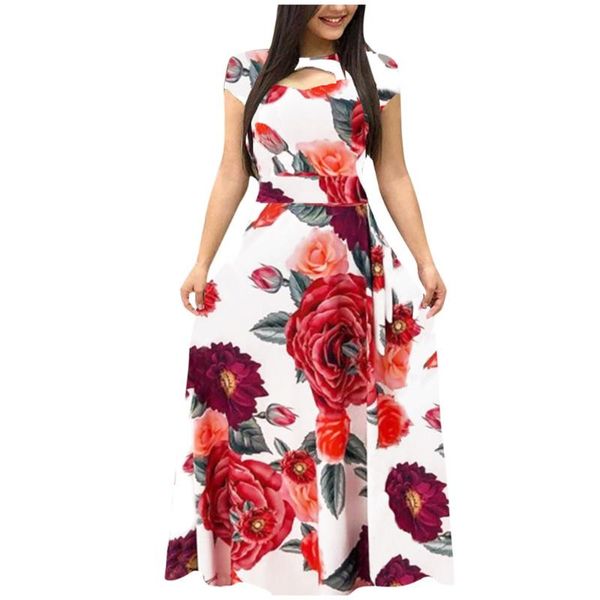 

casual dresses long for women fashion sleeve floral boho print short dress ladies robe longue femme été, Black;gray