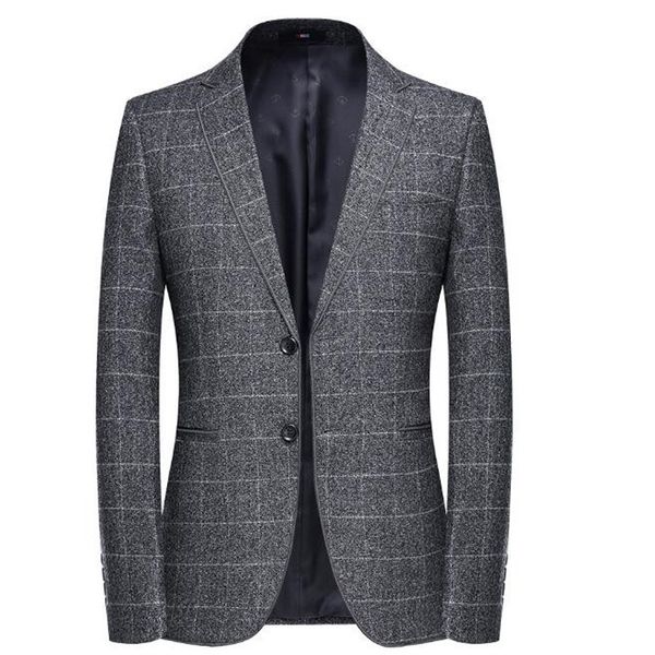 

men's blazer striped jacket youth blazer grid suit jacket slim fit blazers coat business casual overcoat, White;black