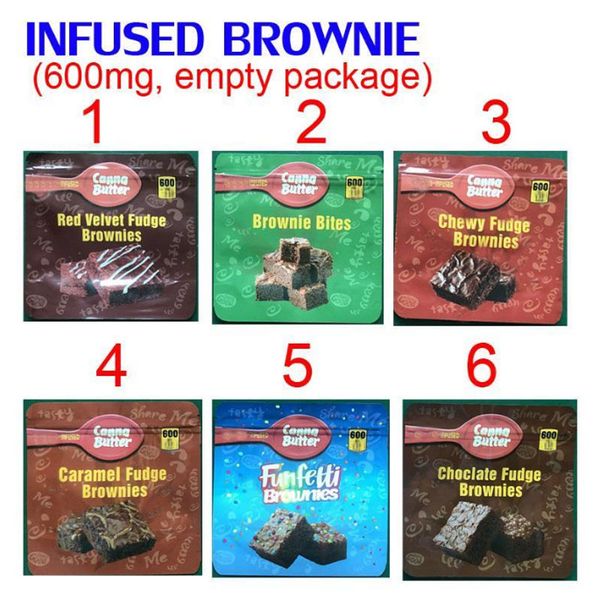 

gummy edibles chocolate brownie packing bags red velvet chewy fudge bites caramal funfetti packaging