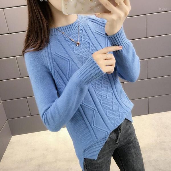 

women's sweaters 2021 sweater women fashion autumn winter solid warm o-neck knitted pullover casual, White;black