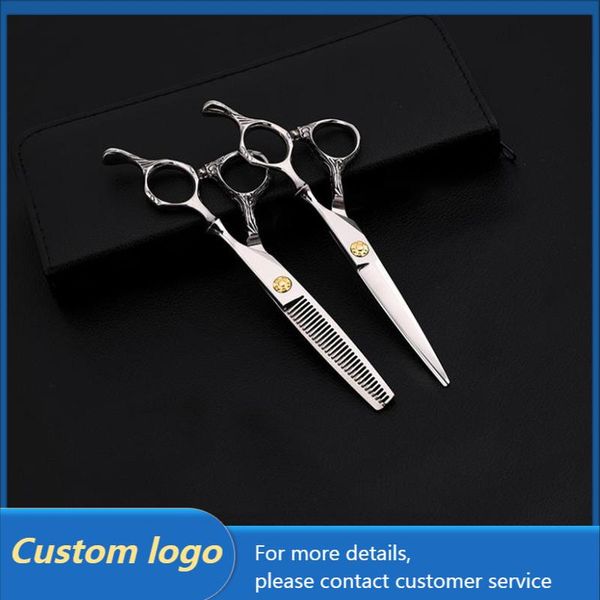 

hair scissors 440c professional haircut shears custom logo the barber shop cut teeth flat stainless steel suit