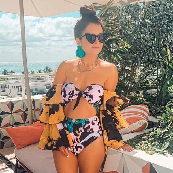 

one piece swimsuit 2021 long sleeve swimwear women bandage print monokini black bathing suit string backless beachwear, White;black