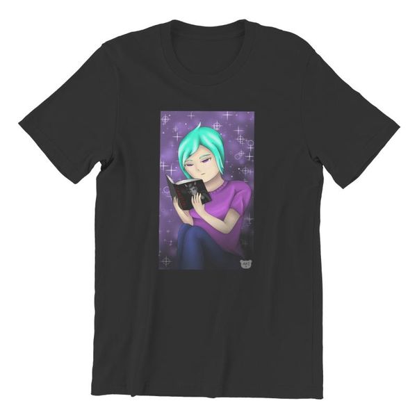 

men's t-shirts men's t-shirt anime girl reading kawaii men cotton tshirt tees harajuku streetwear, White;black
