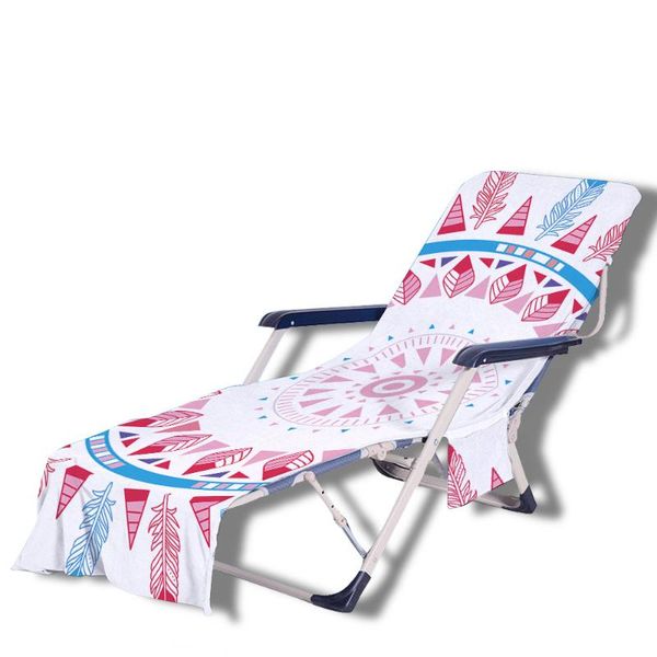 

chair covers bohemian mandala beach cover towel with side storage pockets for pool sun lounger sunbathing vacation 82.5"x29.5"