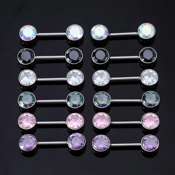 

cubic zirconia nipple rings barbell crystal piercing nipples shield 316l stainless steel piercings body jewelry, Silver