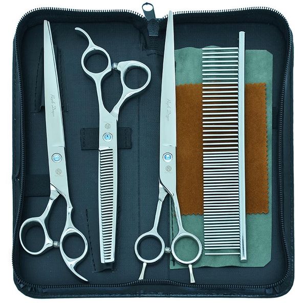 

hair scissors purple dragon 8.0" pets grooming kit comb dogs hairdressing shears animals cutting thinning curved clipper b0042b