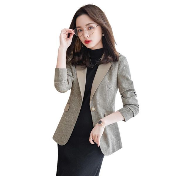 

women's suits & blazers grey striped suit jacket women spring and autumn slim fashion casual blazer female, White;black