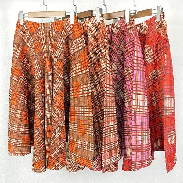 

skirts plaid skirt for women plus size 2021 koran style fashion big swing loose stretch miyake pleated irregular female, Black