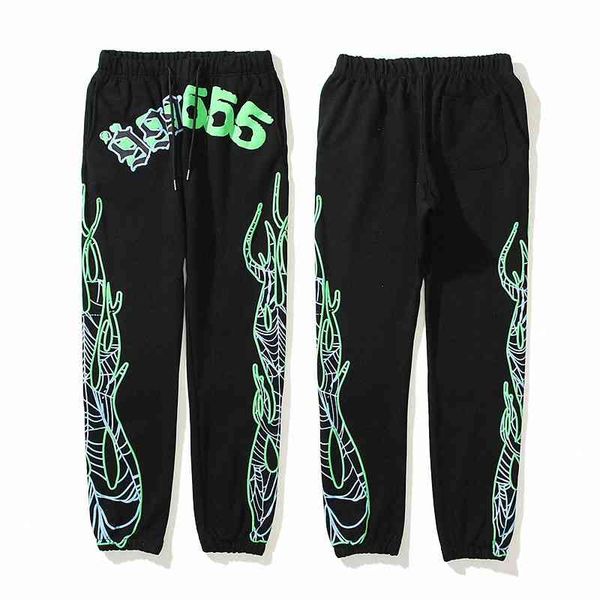 

men's tracksuits kanye street hip hop pants womens mens sp5der 555555 angelfluorescent green casual long outdoor sports jazz dance wear, Gray
