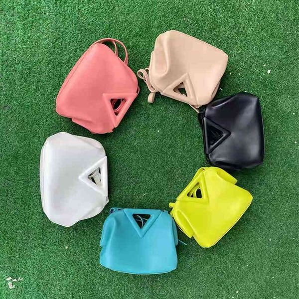 

70% off design hand inverted triangle cloud real brown candy fruit soft leather cross shoulder casual solid color simple bag v602 fbdj, Red;black