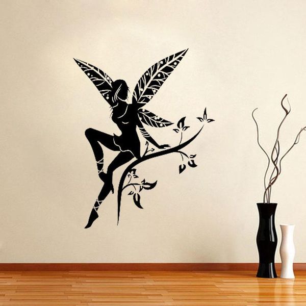 

wall stickers children's room decoration wild tree flowers fairy wings decals transfer template art mural