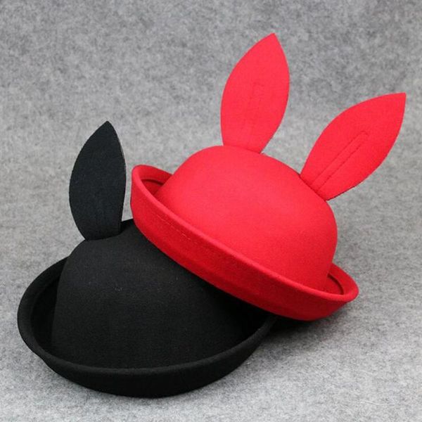 

caps & hats ears girls boys fisherman hat autumn winter kids children wool cap fashion casual felt party travel princess, Yellow