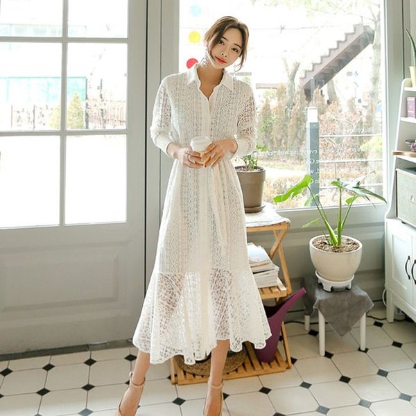 

women spring long sleeve lace dress beach vintage maxi patchwork casual belts robe femme 210514, Black;gray