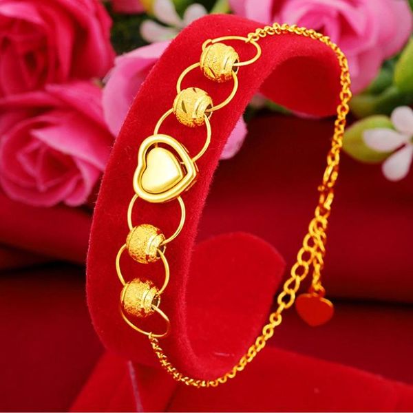 

link, chain hi love 24k gold hand heart beads party friend birthday gift mother's day fine jewelry, Black