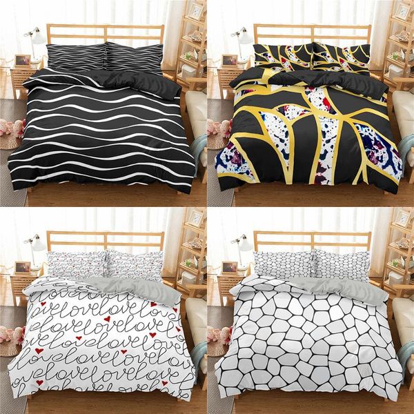 

bedding sets 3pcs abstract geometry splicing set  king duvet cover comforter bed 135/150/90 bedclothes quilt