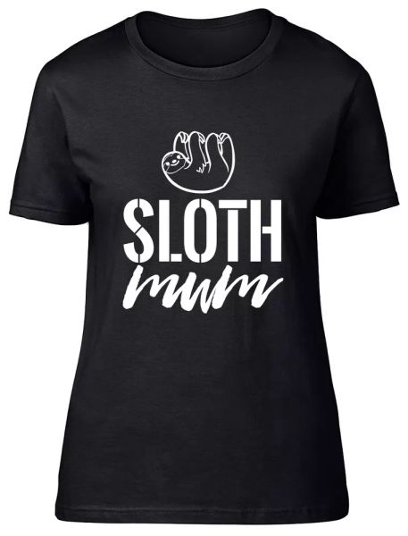 

sloth mum fitted womens ladies t shirt, White;black
