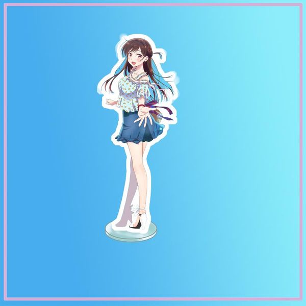 

keychains anime stand kanojo okarishimasu ichinose chizuru acrylic figure display deskdecoration 15cm, Silver