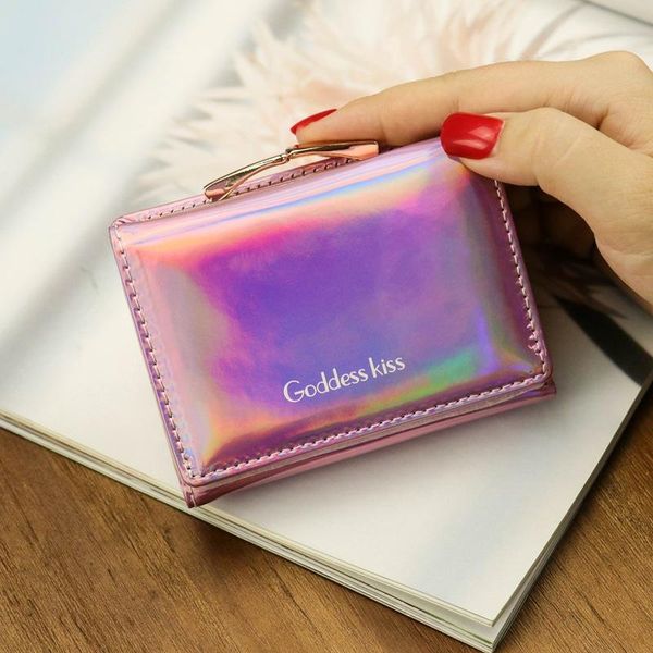 

wallets laser female purse short lady letter wallet clutch solid women card holder coin mini, Red;black