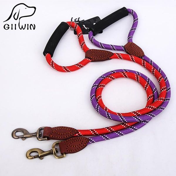 

[giiwin]large dog adjustable training lead leash strap rope metal buckle collar reflective silk py0240 collars & leashes