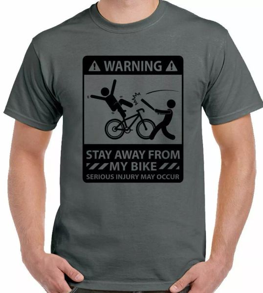 

cycling t-shirt cyclist stay away from my bike mens funny road mtb father's day, White;black