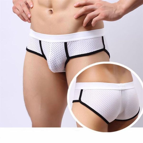 

underpants plus size -xl brand underwear men brief mesh low waist lingerie u convex male, Black;white