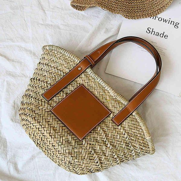 Bolsas de ombro Bolsa de praia Casual Rattan Totes de grande capacidade Designer Wicker Woven Women Celline Handbags Summer Beach Bali Straw Bags Lady Travel Big Basket Purse