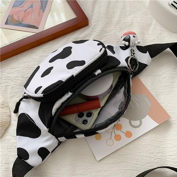 

card holders q1fa women mobile phone pouch cow milk fanny chest pack travel canvas waist bags, Brown;gray