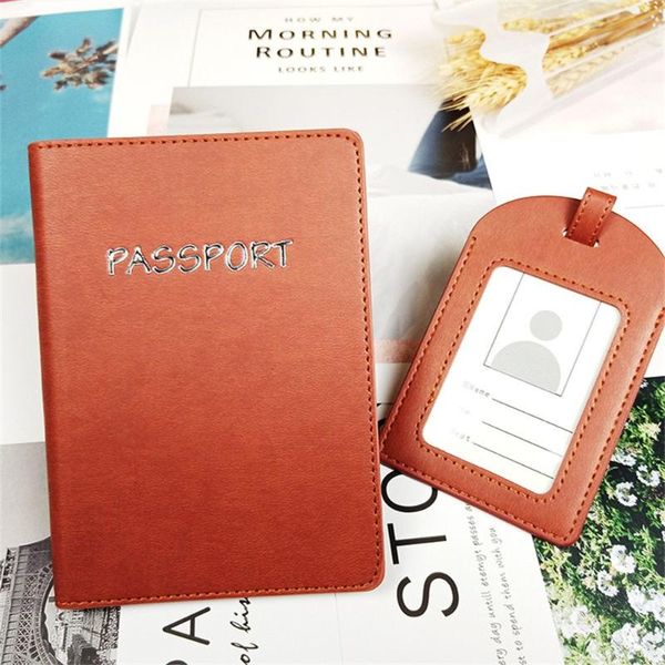 

card holders holder multi-card slot women men travel cover case passport bag luggage tag pu leather, Brown;gray