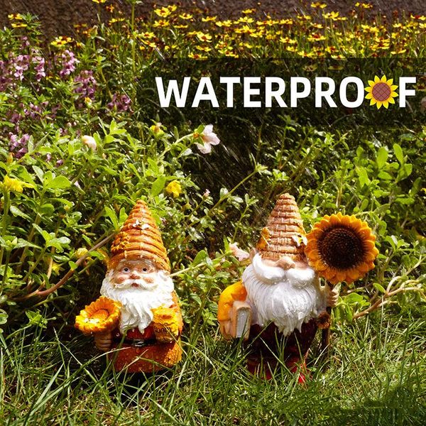 

garden decorations gnome decoration beehive with sunflower bright yellow and tan polyresin outdoor statue decor l66