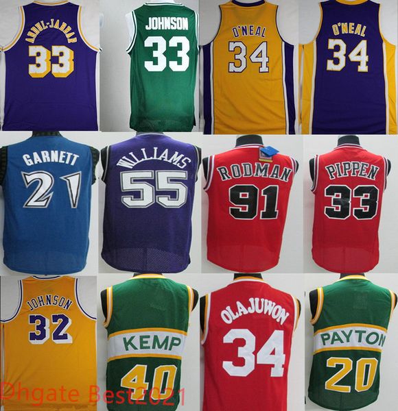 

retro basketball jerseys garnett malone bibby stockton payton kemp miller williams ewing hill iverson olajuwon robinson johnson black blue w, Black;red