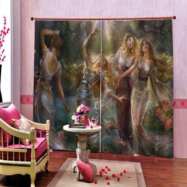 

custom 3d curtains european character oil painting blackout window for living room bedroom curtain & drapes