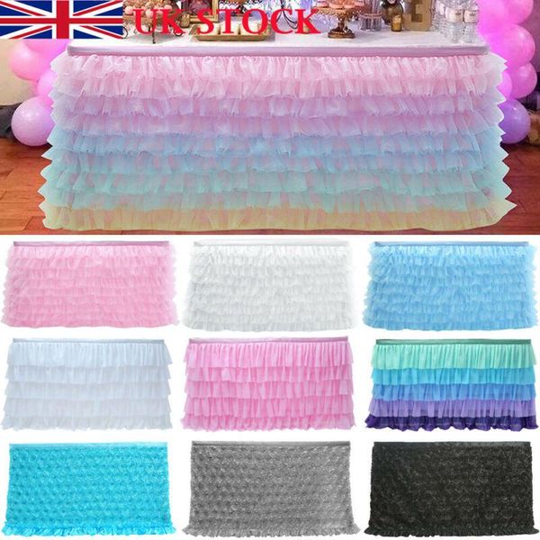 

family dining room 6ft tulle table skirt birthday banquet wedding festive party decor cloth