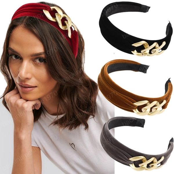 

women solid color headbands chain wide hair hoop bezel hair band girls fashion autumn winter hair accessories, Slivery;white