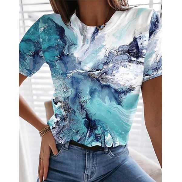 

women's t-shirt 2021 summer clothing for women round neck floral printed streetwear casual short sleeve plus size funny kawaii harajuku, White