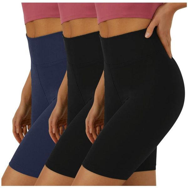 

women's leggings 3pc seamless fitness high waist workout sport gym slim tummy control athletic dro, Black