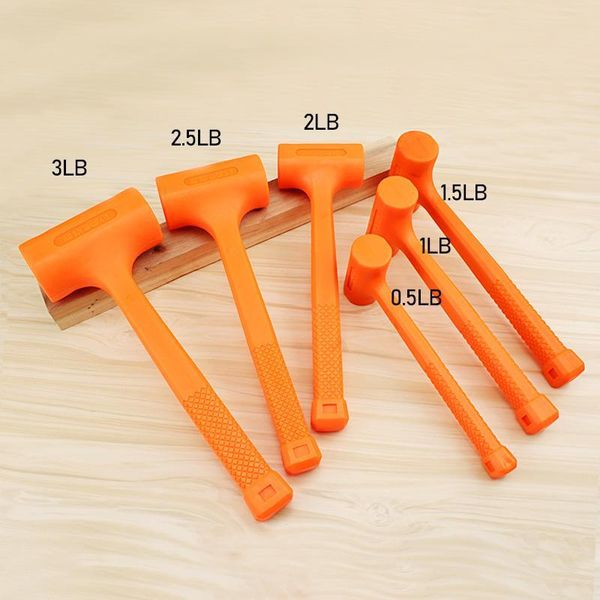

solid hammer dead blow mallet orange soft rubber unicast 0.5-2lb hand tools