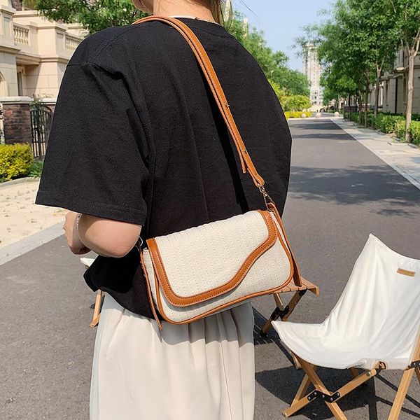 

evening bags retro canvas stitching women square shoulder bag small fashion summer crossbody for female handbags bolsas
