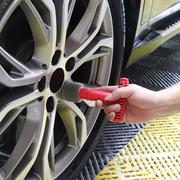 

car upgraded wheel brush lug nut cleaning polishing with handle and insert sponge