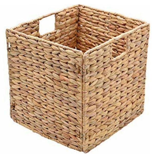 

laundry bags foldable hand-woven water hyacinth square storage basket woven hand